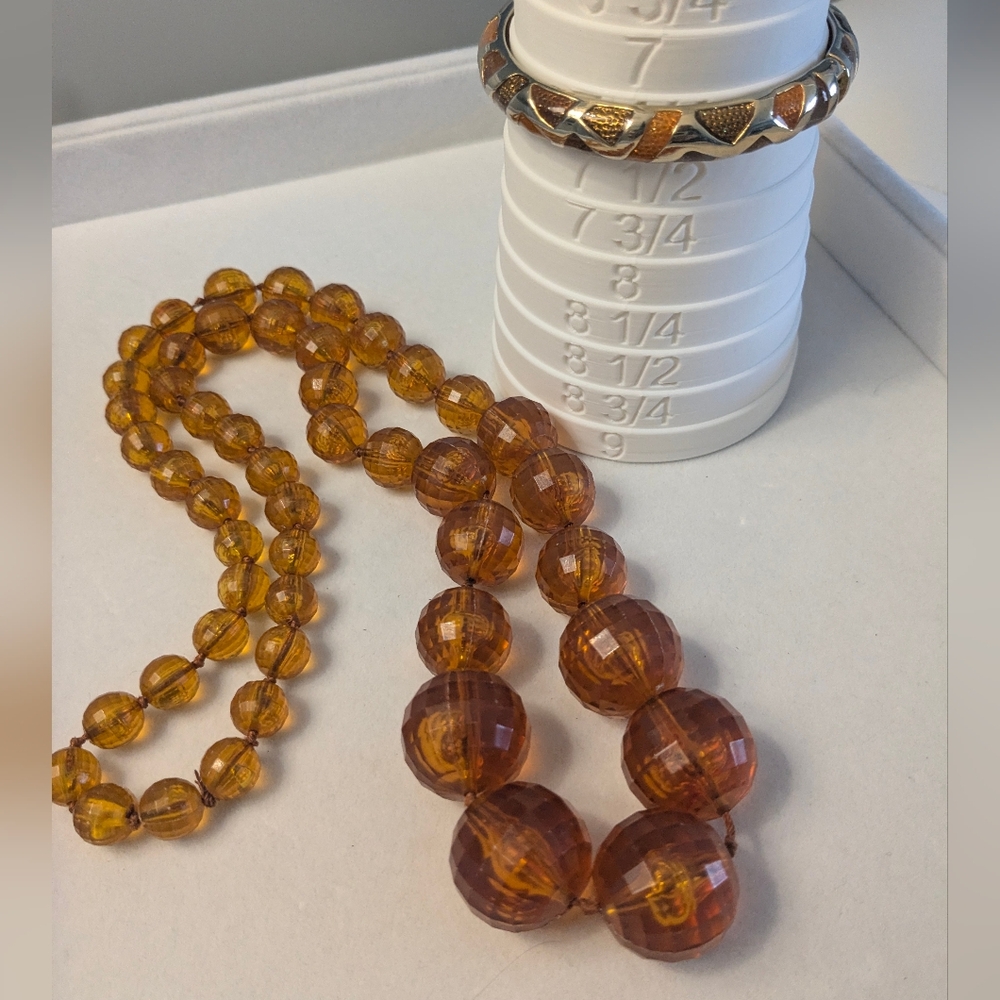 Vintage Acrylic Bead Necklace with Matching Clamper Bangle